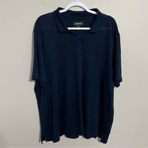 Nordstrom Linen Johnny Collar Navy Blue Polo
Shirt size 2XL